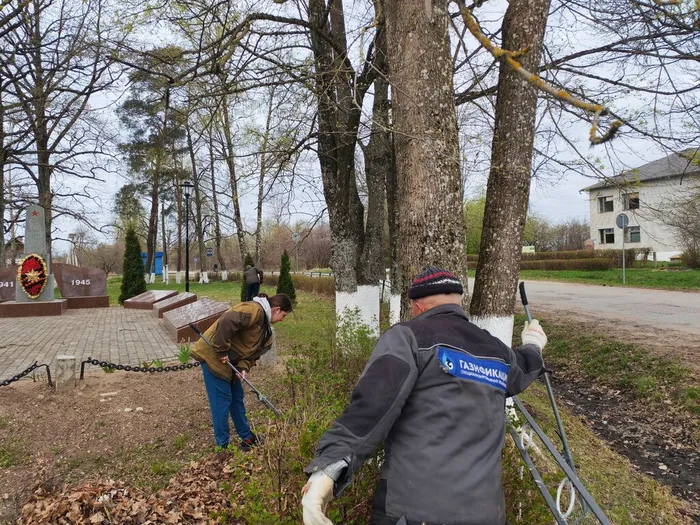 на фотографии сотрудники ДК на субботнике (2)