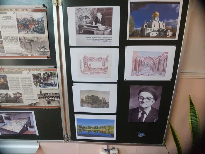 На фотографии музейная экспозиция, посвящённая первому архитектору Кёнингрсберга Арсентию Владимировичу Максимову