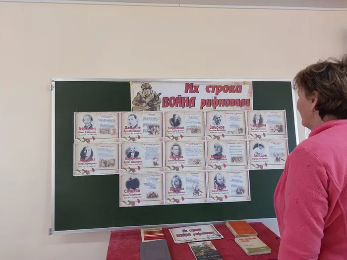 на фотографии посетители библиотеки у стенда (3)